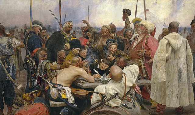  Ilja Jefimowitsch Repin - Reply of the Zaporozhian Cossacks, Gemeinfrei Hinweise zur Weiternutzung s. Wikimedia Commons.